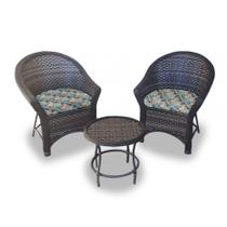 Conjunto de Poltronas Fibra Sintética Bali Promo - 2 Poltronas + 1 Mesa Centro - Tecido Costela de Adão Azul Conjunto de Poltronas Fibra Sintética Bali Promo - 2 Poltronas + 1 Mesa Centro - Tecido Costela de Adão Azul