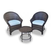 Conjunto de Poltronas Fibra Sintética Bali Promo - 2 Poltronas + 1 Mesa Centro - Tecido Duna Cru