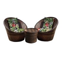 Conjunto de Poltronas Fibra Sintética Bola - 2 Poltronas + 1 Mesa Centro - Tecido Saquarema Conjunto de Poltronas Fibra Sintética Bola - 2 Poltronas + 1 Mesa Centro - Tecido Saquarema