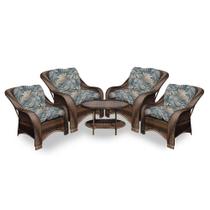 Conjunto de Poltronas Fibra Sintética Bruxelas - 4 Poltronas + 1 Mesa Centro - Tecido Palmares Petróleo Conjunto de Poltronas Fibra Sintética Bruxelas - 4 Poltronas + 1 Mesa Centro - Tecido Palmares Petróleo