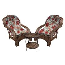 Conjunto de Poltronas Fibra Sintética Espreguiçadeira - 2 Poltronas + Mesa de Centro - Gamboa Bege Conjunto de Poltronas Fibra Sintética Espreguiçadeira - 2 Poltronas + Mesa de Centro - Gamboa Bege