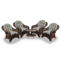 Conjunto de Poltronas Fibra Sintética Janaína - 4 Poltronas + 1 Mesa Centro - Tecido Cabanas Conjunto de Poltronas Fibra Sintética Janaína - 4 Poltronas + 1 Mesa Centro - Tecido Cabanas