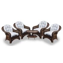 Conjunto de Poltronas Fibra Sintética Janaína - 4 Poltronas + 1 Mesa Centro - Tecido Duna Cru Conjunto de Poltronas Fibra Sintética Janaína - 4 Poltronas + 1 Mesa Centro - Tecido Duna Cru