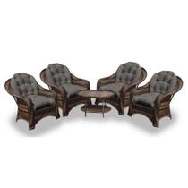 Conjunto de Poltronas Fibra Sintética Janaína - 4 Poltronas + 1 Mesa Centro - Tecido Duna Fendi Conjunto de Poltronas Fibra Sintética Janaína - 4 Poltronas + 1 Mesa Centro - Tecido Duna Fendi