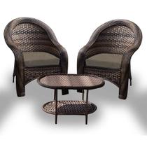 Conjunto de Poltronas Fibra Sintética Karibe - 2 Poltronas + 1 Mesa Centro - Tecido Duna Fendi Conjunto de Poltronas Fibra Sintética Karibe - 2 Poltronas + 1 Mesa Centro - Tecido Duna Fendi