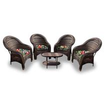 Conjunto de Poltronas Fibra Sintética Karibe - 4 Poltronas + 1 Mesa Centro - Tecido Saquarema Conjunto de Poltronas Fibra Sintética Karibe - 4 Poltronas + 1 Mesa Centro - Tecido Saquarema