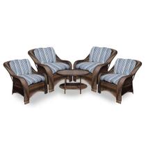 Conjunto de Poltronas Fibra Sintética Melo - 4 Poltronas + 1 Mesa Centro - Tecido Alanta Conjunto de Poltronas Fibra Sintética Melo - 4 Poltronas + 1 Mesa Centro - Tecido Alanta