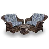 Conjunto de Poltronas Fibra Sintética Naja - 2 Poltronas + 1 Mesa Centro - Tecido Alanta