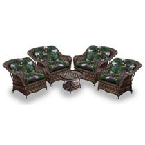 Conjunto de Poltronas Fibra Sintética Naja - 4 Poltronas + 1 Mesa Centro - Tecido Acordes