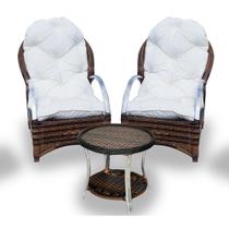 Conjunto de Poltronas Fibra Sintética Pequim Alumínio - 2 Poltronas + 1 Mesa Centro - Tecido Duna Cru Conjunto de Poltronas Fibra Sintética Pequim Alumínio - 2 Poltronas + 1 Mesa Centro - Tecido Duna Cru