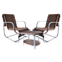 Conjunto de Poltronas Fibra Sintética Sena - 2 Poltronas + 1 Mesa Centro