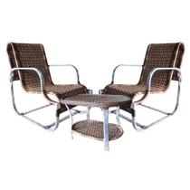 Conjunto de Poltronas Fibra Sintética Sena - 2 Poltronas + 1 Mesa Centro