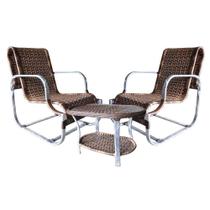 Conjunto de Poltronas Fibra Sintética Sena - 2 Poltronas + 1 Mesa Centro