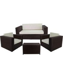 Conjunto De Poltronas Mesa Branco Gelo Tabaco Classe A