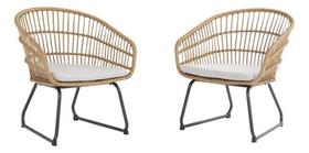 Conjunto De Poltronas Rattan E Aço 2 Peças Design Artístico Conjunto De Poltronas Rattan E Aço 2 Peças Design Artístico