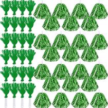 Conjunto de pompons de cheerleading e chocalhos de mão verde e branco