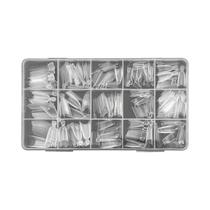 Conjunto De Pontas De Unhas Falsas Ovais Médias Curtas Transparentes Foscas 320pcs 15 Tamanhos Kit