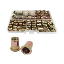 Conjunto De Porcas Rebites De Cabeça Chata Em Aço Carbono M4-M12 Vários Tamanhos 210/165/100PCS Conjunto De Porcas Rebites De Cabeça Chata Em Aço Carbono M4-M12 Vários Tamanhos 210/165/100PCS