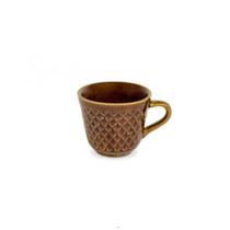 Conjunto De Porcelana 6 Xícaras Relevo Cônica Marrom 65ml