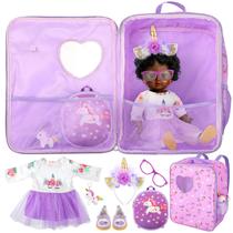 Conjunto de porta-bonecas Wettarn de 18 polegadas com roupas e acessórios Conjunto de porta-bonecas Wettarn de 18 polegadas com roupas e acessórios