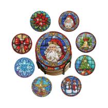 Conjunto De Porta-Copos De Natal DIY Com Diamantes Para Adultos Com Suporte, 8 Peças, Tapetes De