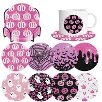 Conjunto de porta-copos Denylo Pro Halloween Diamond Art Pink 8 unidades Conjunto de porta-copos Denylo Pro Halloween Diamond Art Pink 8 unidades