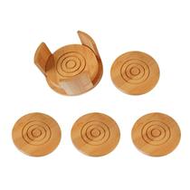 Conjunto de porta-copos Wokex Bamboo, pacote com 6 absorventes com suporte