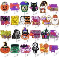 Conjunto de porta-crachás retráteis de Halloween Namifin com 24 unidades Conjunto de porta-crachás retráteis de Halloween Namifin com 24 unidades