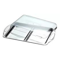 Conjunto de Porta Frios duplo Inox Com Cúpula Transparente