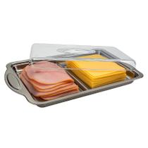 Conjunto de Porta Frios Duplo Inox Com Tampa Transparente Conjunto de Porta Frios Duplo Inox Com Tampa Transparente