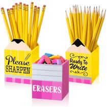 Conjunto de porta-lápis Gilprop Sharp and Dull Eraser Bucket Wood Conjunto de porta-lápis Gilprop Sharp and Dull Eraser Bucket Wood
