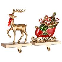 Conjunto de porta-meias de Natal, pacote com 2 renas e carros de trenó Conjunto de porta-meias de Natal, pacote com 2 renas e carros de trenó
