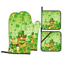 Conjunto de porta-panelas e luvas de forno para o Dia de São Patrício, 4 unidades QKLGXLOBAL