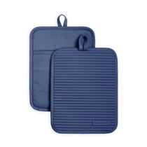Conjunto de porta-panelas KitchenAid Ribbed Soft Silicone Blue Willow Conjunto de porta-panelas KitchenAid Ribbed Soft Silicone Blue Willow