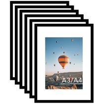 Conjunto de porta-retratos JCJMY A3, pacote com 6 unidades, preto com tapete A4 e acrílico