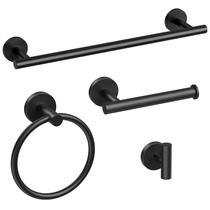 Conjunto de porta-toalhas Bubxo 46 cm, preto fosco, aço SUS304, 4 unidades