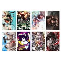 Conjunto de pôsteres Attack on Titan Anime, 8 peças de arte de parede sem moldura