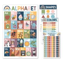 Conjunto de pôsteres educacionais para crianças pequenas ABC Shapes Colors 1-100