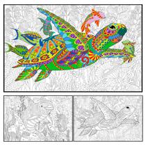 Conjunto de pôsteres para colorir ALEX Art Turtle and Dolphin para crianças