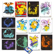 Conjunto de pôsteres Pokémon com 12 pôsteres e cartões bônus de Pokémon