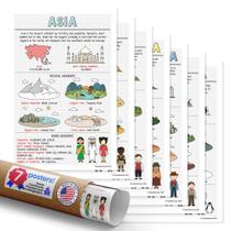 Conjunto de pôsteres Quarterhouse 7 Continents para a sala de aula K-12