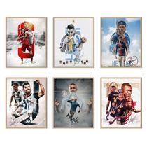 Conjunto de pôsteres Soccer Superstar Soccer Legend Art assinado x6