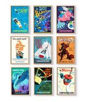 Conjunto de pôsteres vintage Disney Disneyland 11x17" sem moldura x9 Conjunto de pôsteres vintage Disney Disneyland 11x17" sem moldura x9