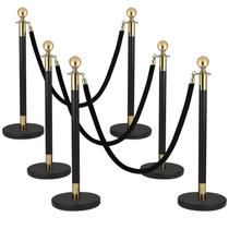 Conjunto de postes Stanchion de aço inoxidável com cordas de veludo, 6 unidades Conjunto de postes Stanchion de aço inoxidável com cordas de veludo, 6 unidades