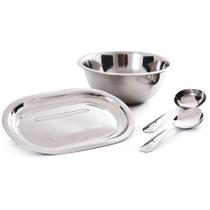 Conjunto de Pote Bandeja Concha e Colher Inox