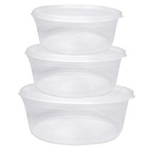Conjunto de pote de plastico oval com tampa 3 pecas pmg 600/1100/1600ml - PLASMOTTA