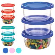 Conjunto de pote de plástico redondo com tampa colors - 3 peças - Erca plast