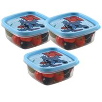 Conjunto de pote de plástico Stitch azul com 3 peças 580ml quadrado plasútil para alimentos Conjunto de pote de plástico Stitch azul com 3 peças 580ml quadrado plasútil para alimentos