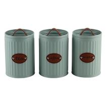 Conjunto de pote porta mantimentos de ferro azul 3 peças - CRAW COMERCIO