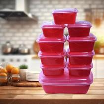 Conjunto de Potes 10 Peças Vasilha com Tampa Transparente Plastico - Cozinha Alimentos Colorido - PANAMI - Útil